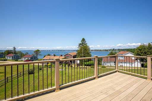 Wooden deck with sea view in this luxury property for sale in Harpswell ($880,000)