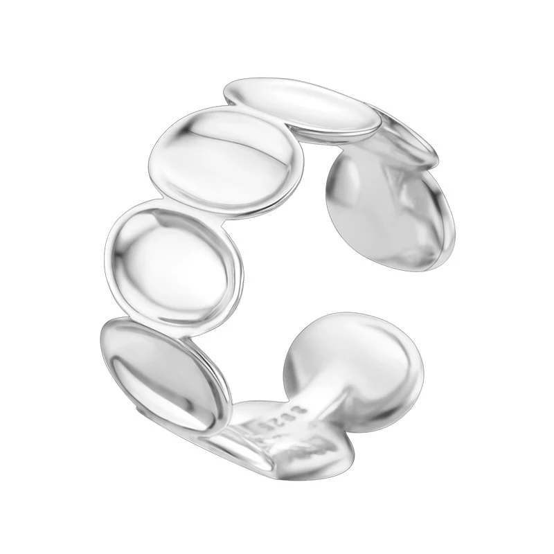 925 Sterling Zilveren Ring Vrouwen Hoge Kwaliteit Persoonlijkheidsontwerp Brede Versie Zilveren Bonen Stijlvolle ring voor dames