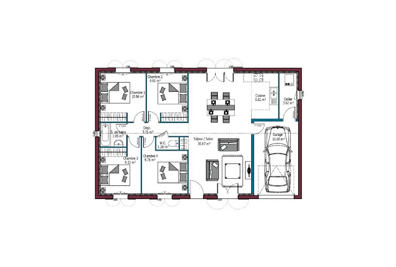  Vente Terrain + Maison - Terrain : 789m² - Maison : 90m² à Jonzac (17500) 