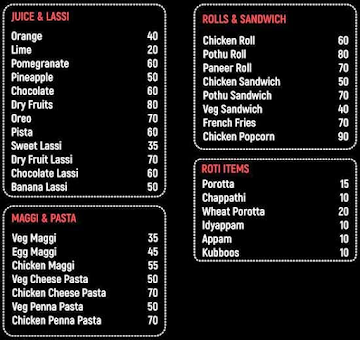 Malayali Cafe menu 