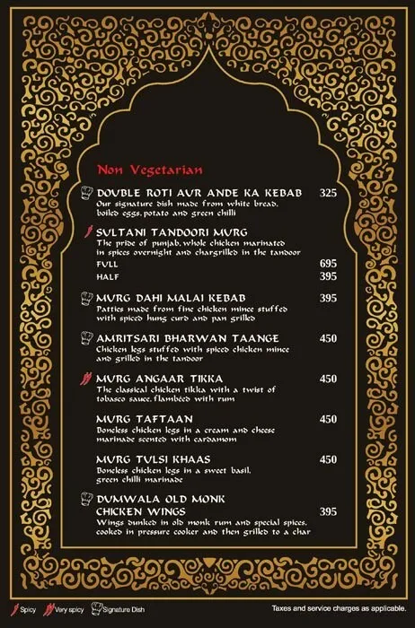 Sultans of Spice -  BluPetal Hotel menu 