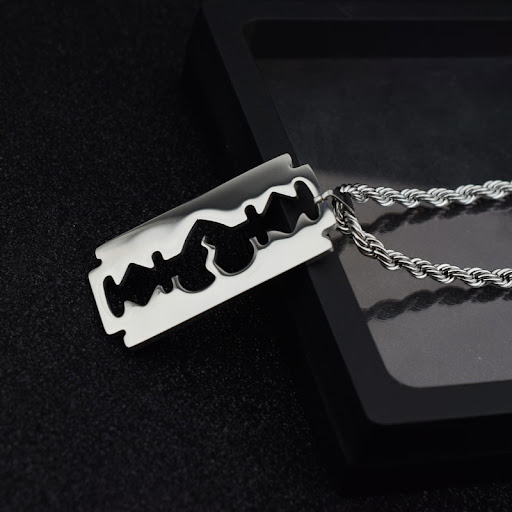 Title 1, Titanium Steel Blade Necklace Pendant, a durabl...