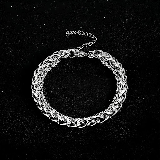 Title 12, Double Layer Stainless Steel Keel Bracelet For Men