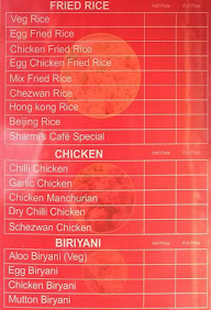 Sharmi's Cafe menu 2