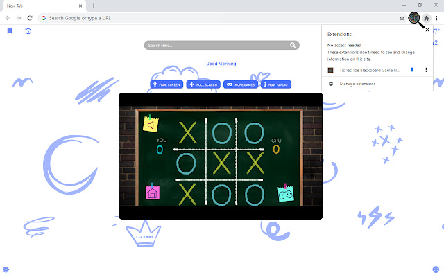 Tic Tac Toe Blackboard Game New Tab