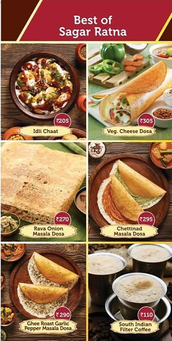 Sagar Ratna menu 