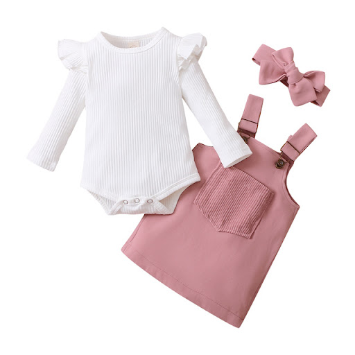 Title 3, Newborn Baby Girls Autumn Clothes Set Solid Lon...