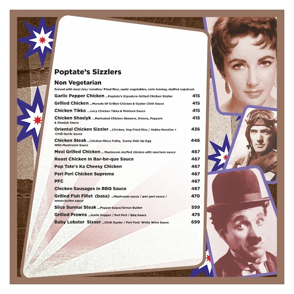 Pop Tate's menu 