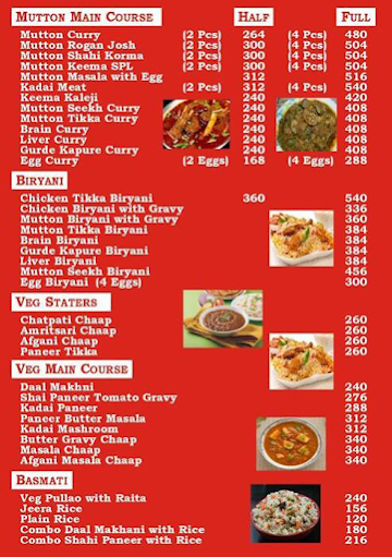 Khurana Restaurant menu 