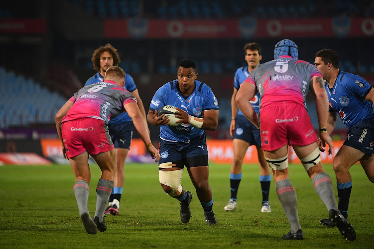 Simphiwe Matanzima of the Vodacom Bulls during the Carling Currie Cup match between Vodacom Bulls and Airlink Pumas at Loftus Versfeld on May 27, 2022 in Pretoria.