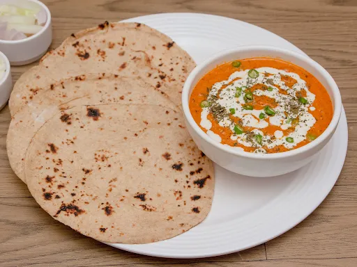 Paneer Butter Masala With Tawa Butter Roti And Sweet Lassi