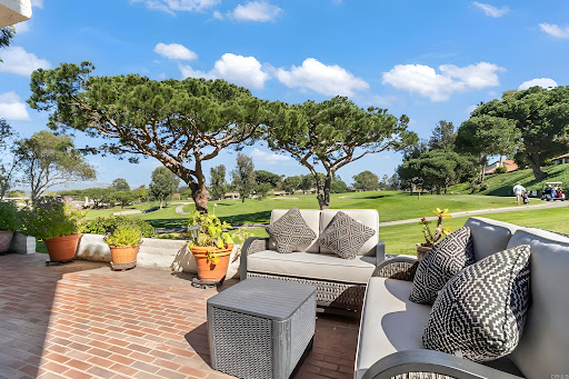 Terrace with golf course view in this luxury property for rent in Solana Beach ($8,500)