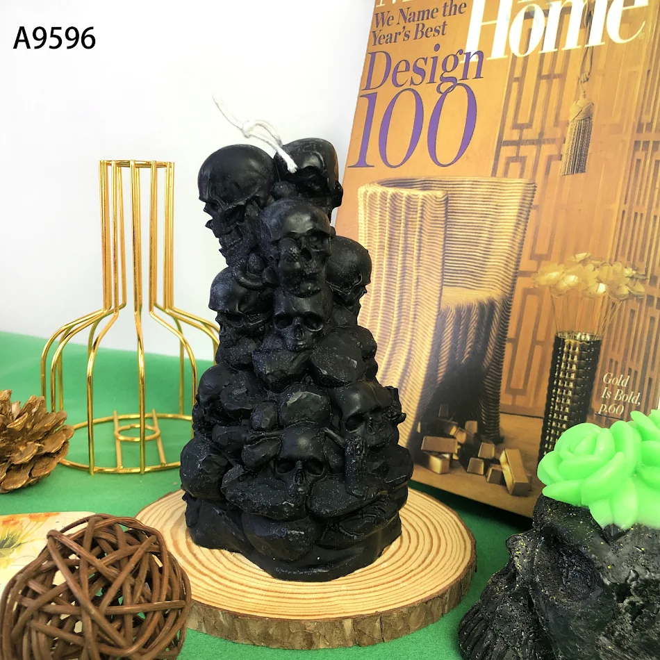 Moule en silicone pour bougie tête de mort 3D Fabriquez des bougies uniques avec ce moule tête de mort tridimensionnel, idéal pour la décoration et les cadeaux.