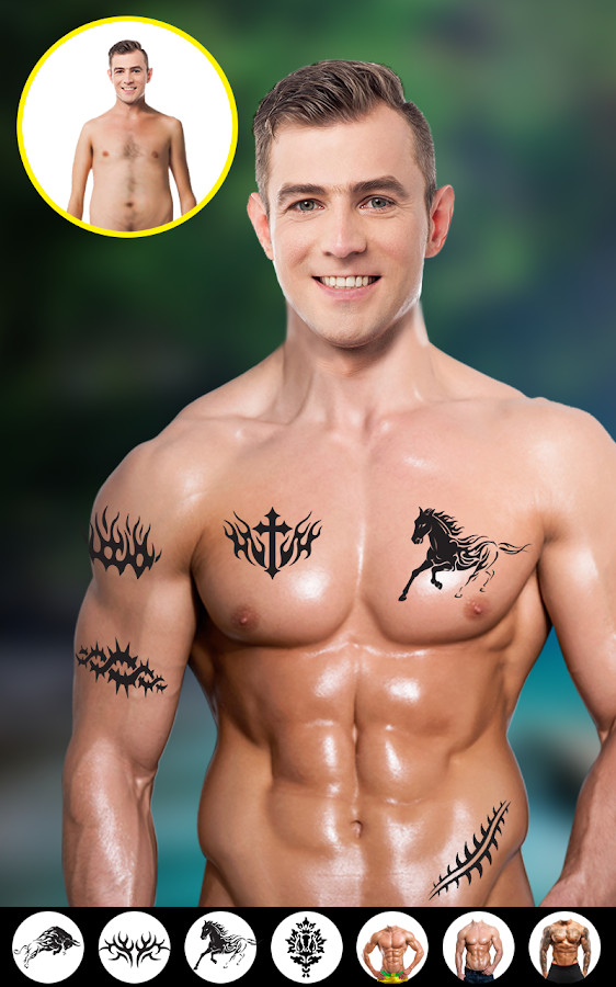 Men Body Styles SixPack tattoo - Photo Editor app 