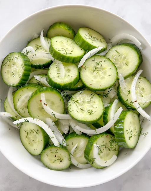 Sliced Cucumber, Onion & Green Chilly