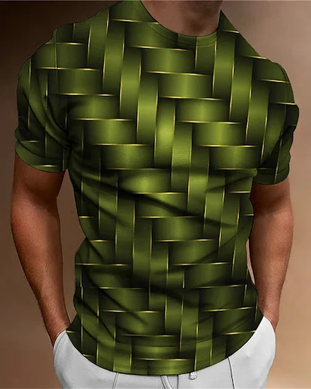 2023 Simple Men'S T-Shirt Geometric Pattern 3d Printed Me... - 1