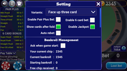 Screenshot Three Card Poker Texas Holdem
