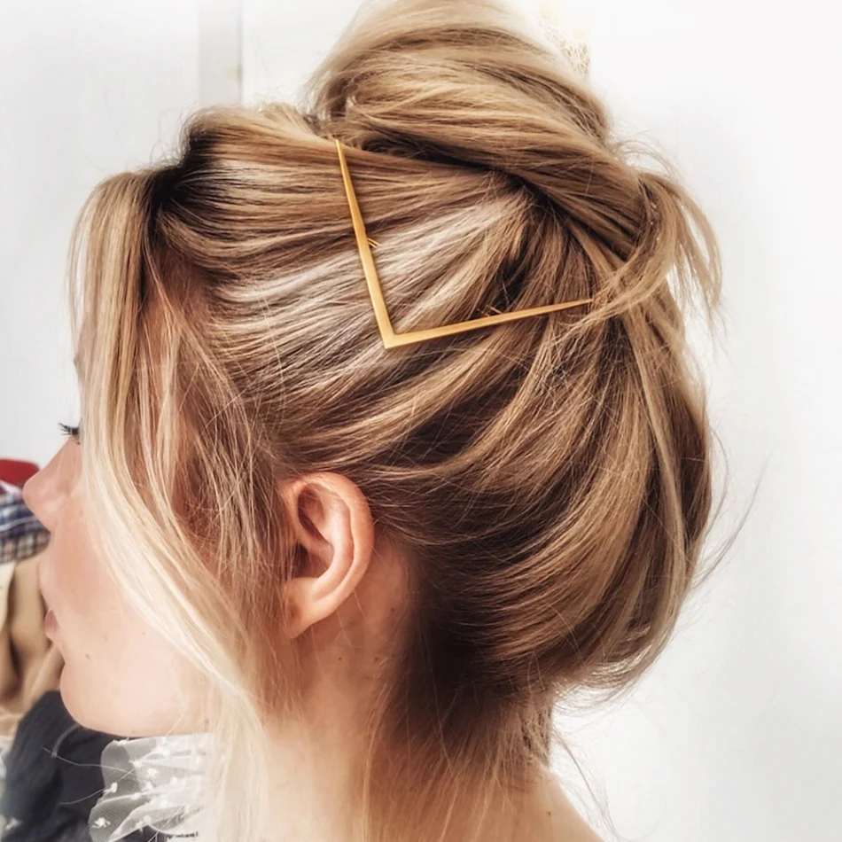 Elegante Pinza Geométrica de Aleación para el Cabello, Diseño Plano, Adorno para el Cabello Perfecto, Estilo Moderno y Sofisticado