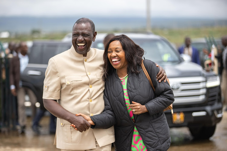 President William Ruto and Nakuru Governor, Susan Kihika during his development tour of the populous county.