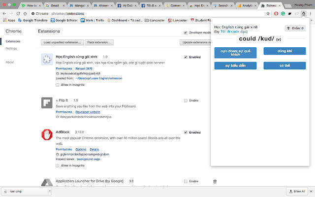 Học English cùng gái xinh chrome extension