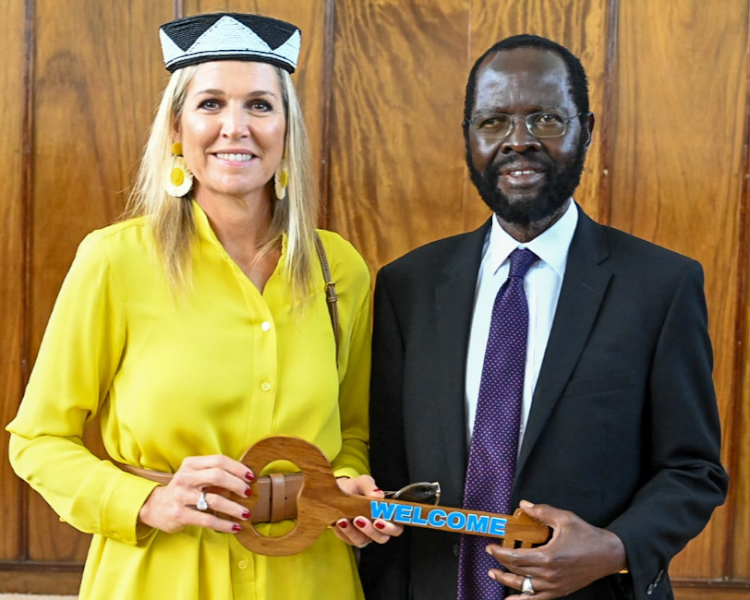 Netherlands Queen Her Majesty Maxima with Kisumu Governor Anyang Nyong'o when she visited Kisumu on Monday.