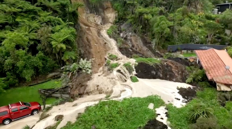 A landslide caused by flooding in Auckland, New Zealand on January 30, 2023. Picture: Handout via REUTERS