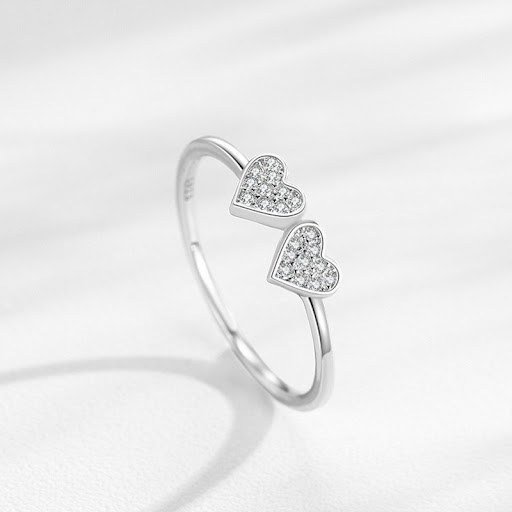 Title 4, Double Love Shiny Diamond Ring for Women, a spa...