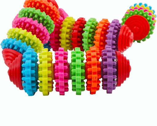Title 5, Dog Toy Ball Rubber Gear Colorful Swivel Promot...