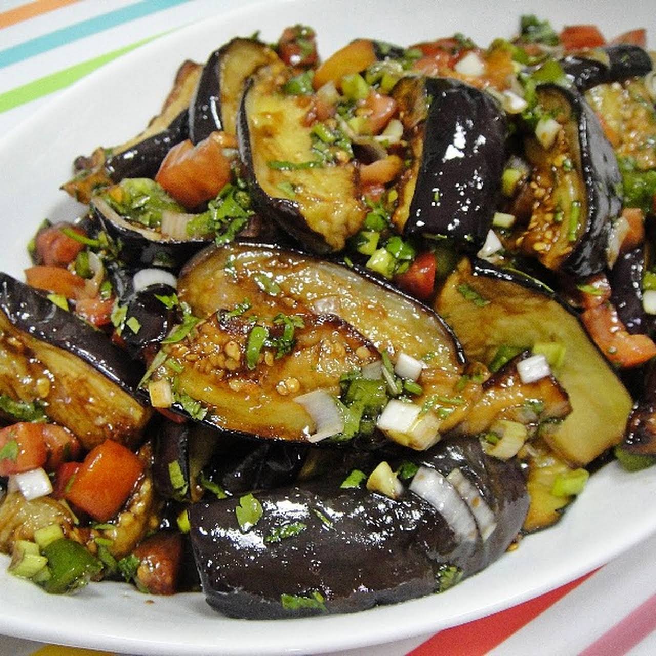 Baba ghanoush or Abagannuc; burnt eggplant salad with lemon, olive oil