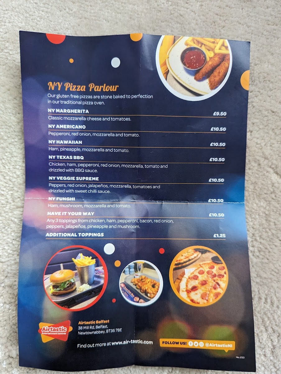 Airtastic gluten-free menu