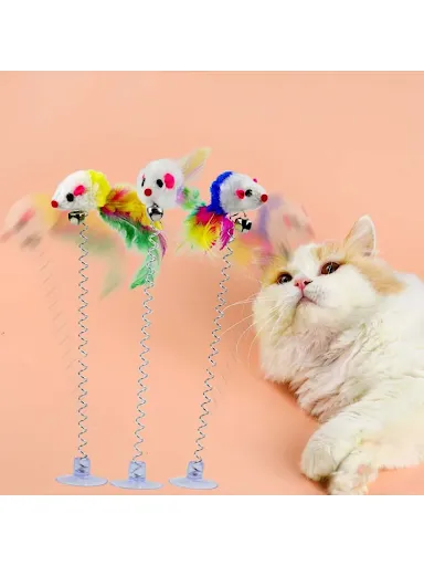 1pcs Simulation Mouse Feather Cat Toys Teaser Pet Accessories Interactive Toys For Cat Kitten Dogs Playing Have Fun Pet 