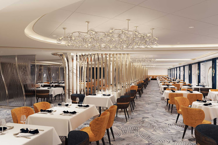  The Commodore Room is one of the new main restaurant on Norwegian’s Prima-class ships. 