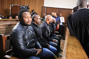 Senohe Matsoara, Teboho Lipolo, Buti Masukela, Tieho Frans Makgotsa and Nastassja Jansen in court, where they are applying for bail. They were arrested for allegedly helping murder and rapist Thabo Bester to escape from prison.