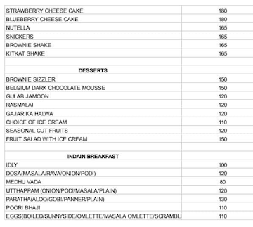 Indian Trials Restaurant menu 