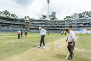 The pitch at the Wanderers during day 4 of the 3rd Sunfoil Test match between South Africa and India at Bidvest Wanderers Stadium on January 27, 2018 in Johannesburg.