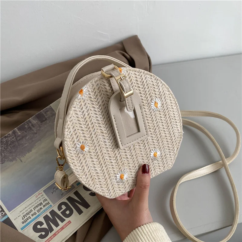 Women's All Match Straw Lace Round Bag Shoulder Messenger