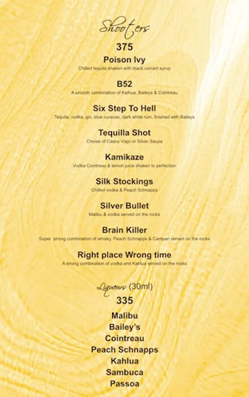 Drums of Heaven menu 