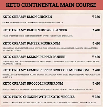 Keto Cop menu 