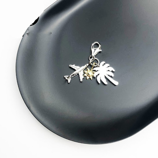 Title 2, Palm Tree Sun Plane Pendant 925 Sterling Silver...