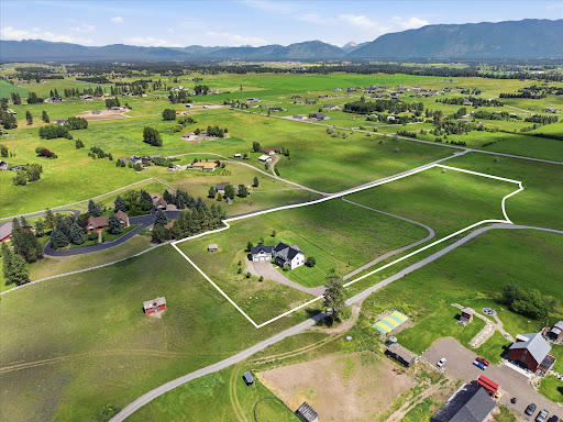Aerial view of rural property - Luxury house for sale in Kalispell, 7 bedrooms
