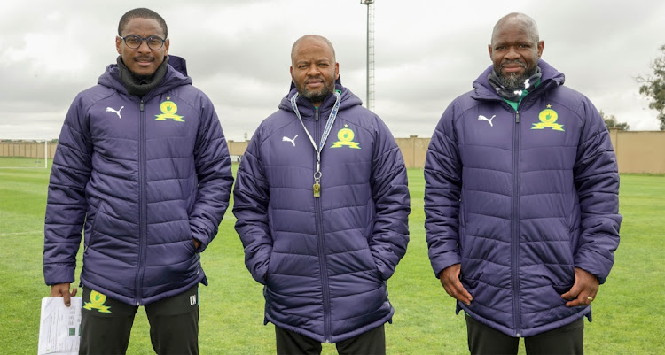 Coach Steve Komphela joined the Brazilians at training this morning PIC: MAMELODI SUNDOWNS FC TWIITER