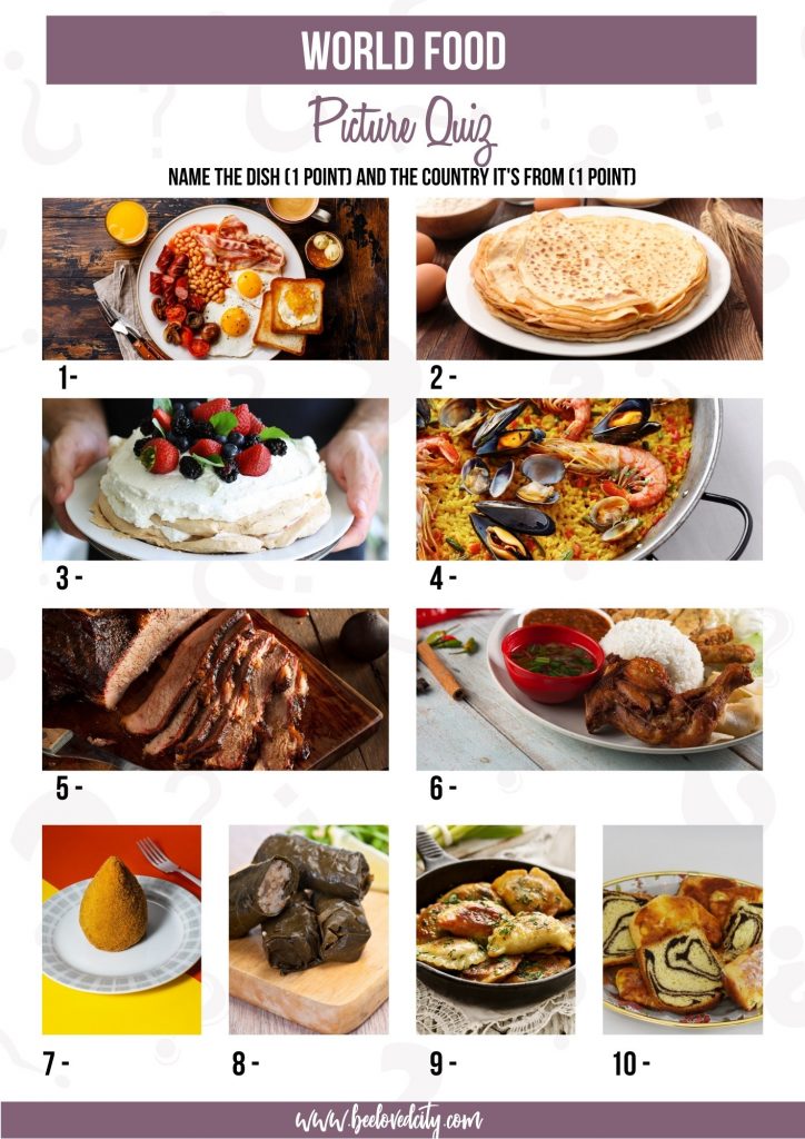 International food picture quiz