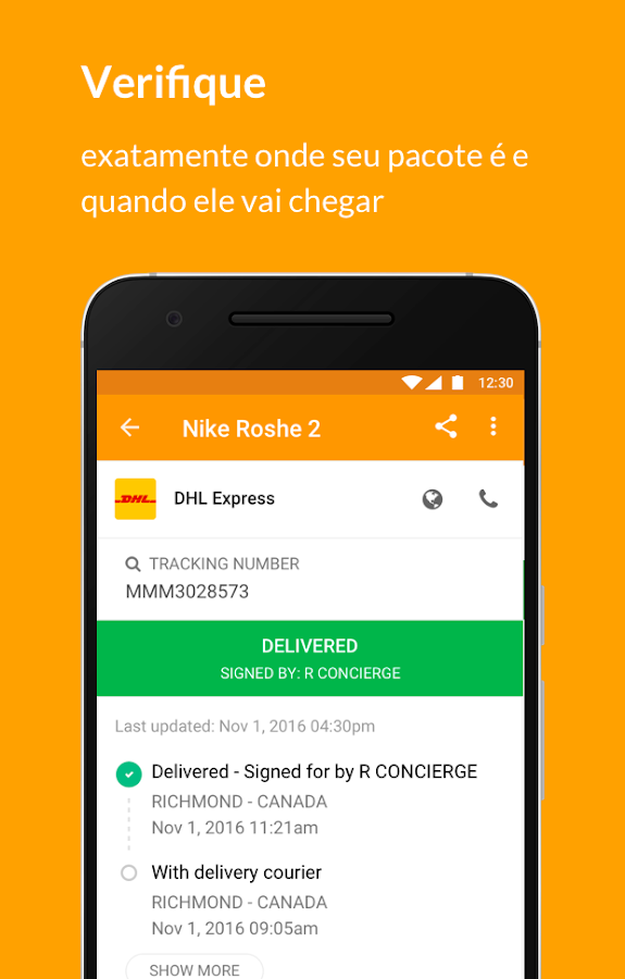   AfterShip Rastreamento– captura de ecrã 