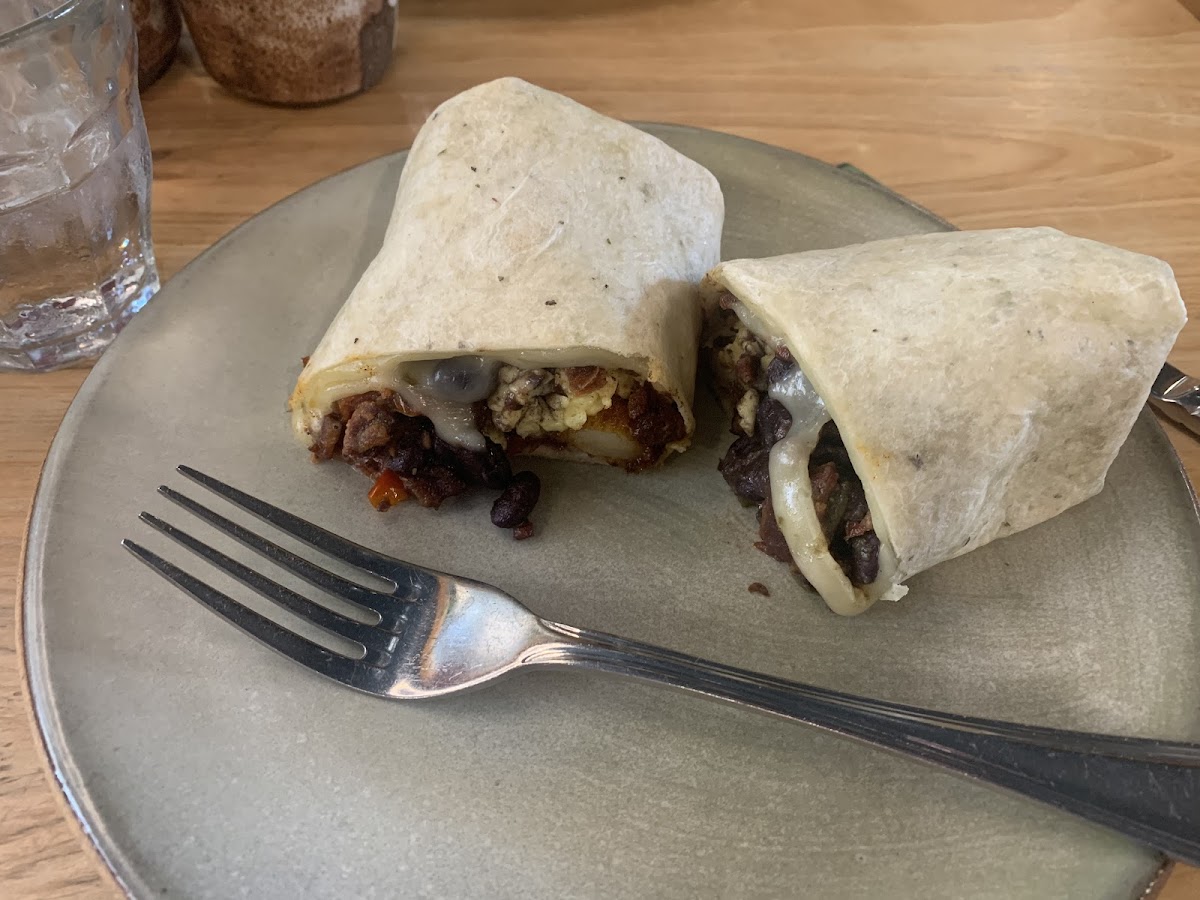 Breakfast burrito: can get deconstructed without flour tortilla to be GF