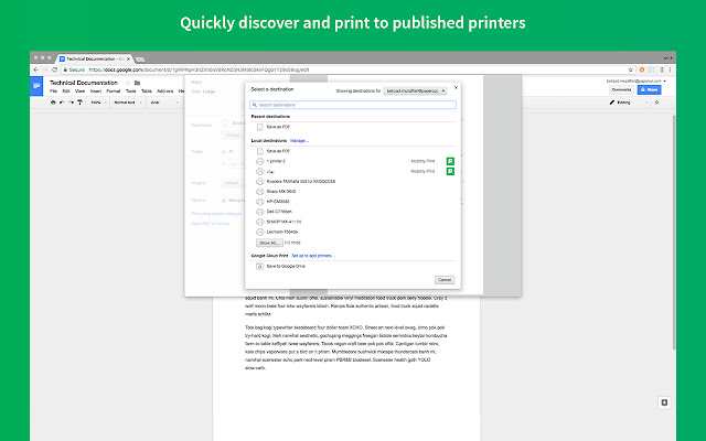 Mobility Print chrome extension