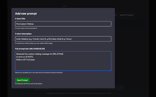 ChatGPT Prompt Manager