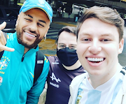 Neymar impersonator with a fan during the Fifa World Cup in Qatar.