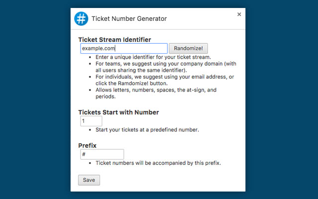 Ticket Number Generator, by OneHat