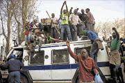 PROTESTING: ANC Youth League members supporting Julius Malema during the disciplinary hearings at Luthuli House.