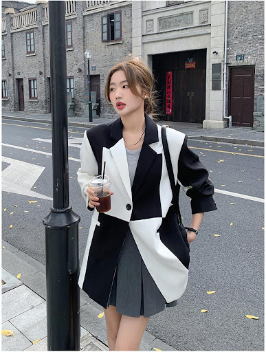 Title 4, Womens Color Matching Suit Jacket Loose Design...
